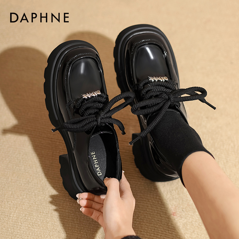 达芙妮厚底乐福鞋女复古英伦风