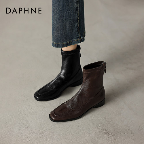 达芙妮2025新款黑色短靴