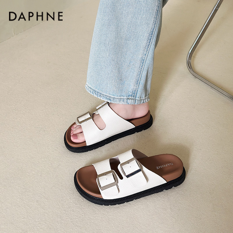 达芙妮勃肯厚底拖鞋女2025新款夏季法式增高凉拖时尚防滑软底凉鞋