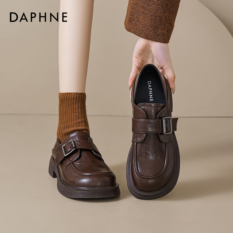 达芙妮厚底乐福鞋女2026春季新款棕色复古单鞋英伦风JK制服小皮鞋,女鞋,乐福鞋（豆豆鞋）,淘宝优惠券,粉丝福利购,淘宝优惠卷