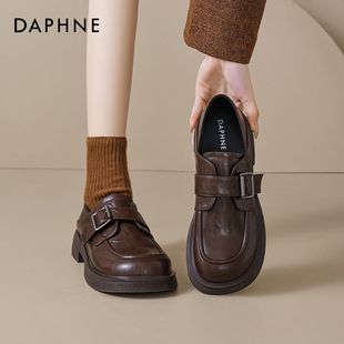 达芙妮厚底乐福鞋女2026春季新款棕色复古单鞋英伦风JK制服小皮鞋