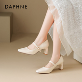 玛丽珍鞋 女2026新款 方头高跟鞋 达芙妮法式 不累脚配裙通勤粗跟单鞋