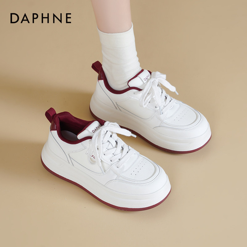 达芙妮厚底小白鞋女款2026新款春季增高休闲女鞋运动鞋红色鞋子女