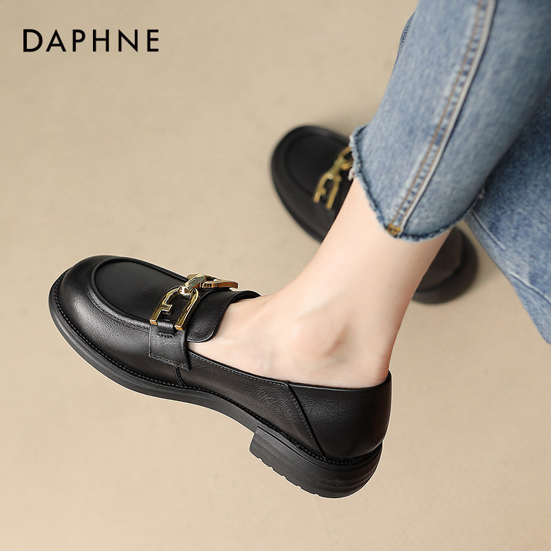达芙妮乐福鞋女2026春季新款平底女鞋单鞋软皮黑色英伦风小皮鞋子,女鞋,浅口单鞋,淘宝优惠券,粉丝福利购,淘宝优惠卷