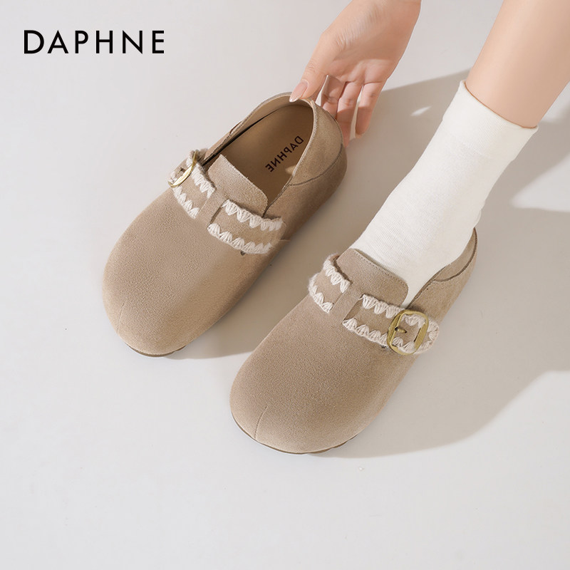 达芙妮厚底勃肯鞋女2026新款春季两穿女鞋内增高豆豆鞋一脚蹬单鞋