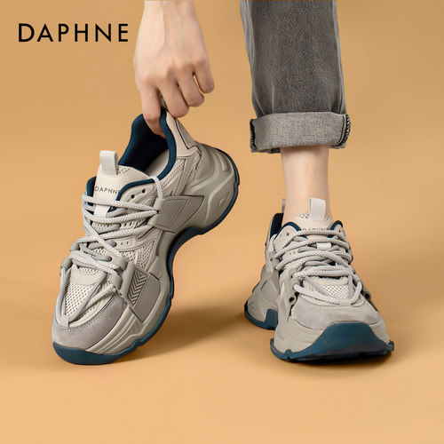 【达芙妮老爹鞋】灰色厚底休闲鞋