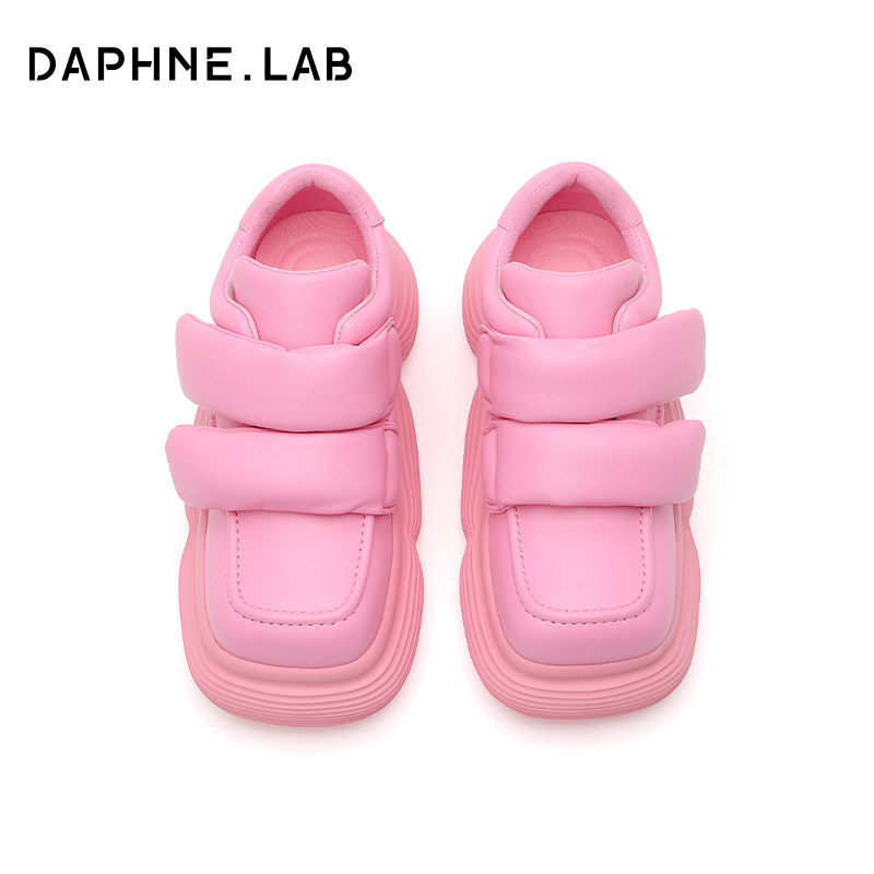 DAPHNELAB达芙妮棒棒糖魔术贴小皮鞋女2024新款百搭厚底面包鞋女