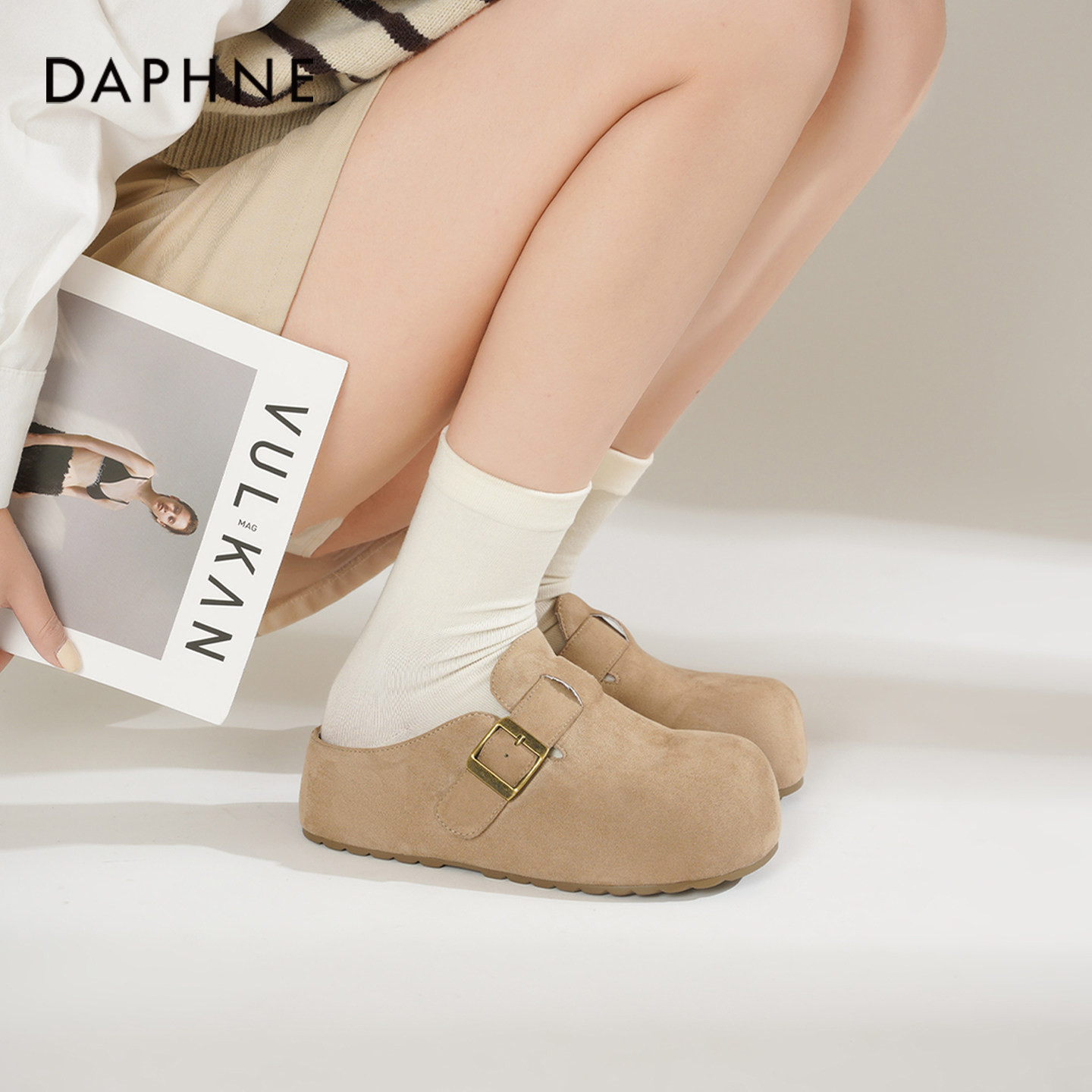 达芙妮厚底勃肯拖鞋女2026春季新款增高鞋子一脚蹬单鞋包头半拖鞋,女鞋,勃肯鞋/软木鞋,淘宝优惠券,粉丝福利购,淘宝优惠卷