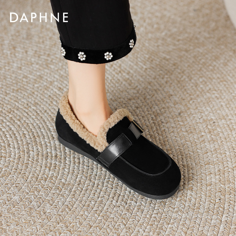 达芙妮保暖棉鞋女2025新款冬季加绒勃肯鞋软底豆豆鞋一脚蹬乐福鞋,女鞋,乐福鞋（豆豆鞋）,淘宝优惠券,粉丝福利购,淘宝优惠卷