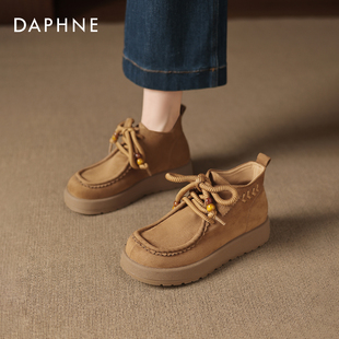 女2025新款 运动鞋 秋季 软底不累脚女鞋 复古小皮鞋 达芙妮厚底乐福鞋