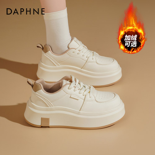 达芙妮厚底小白鞋女款加绒女鞋冬