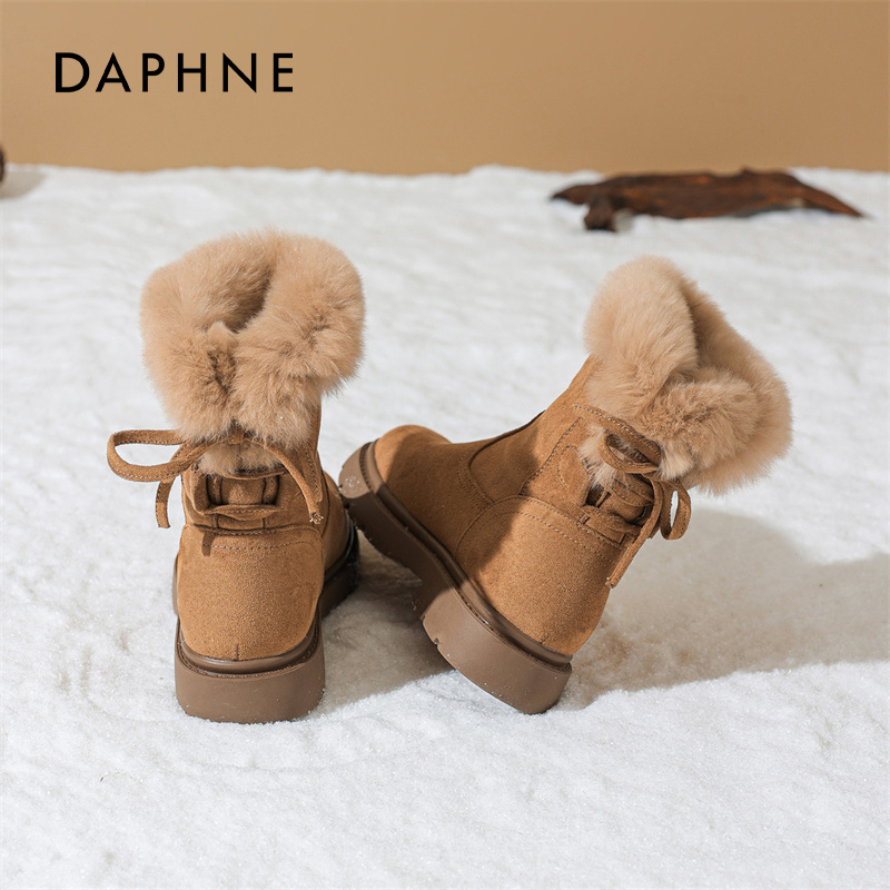 达芙妮雪地靴女保暖毛绒棉鞋