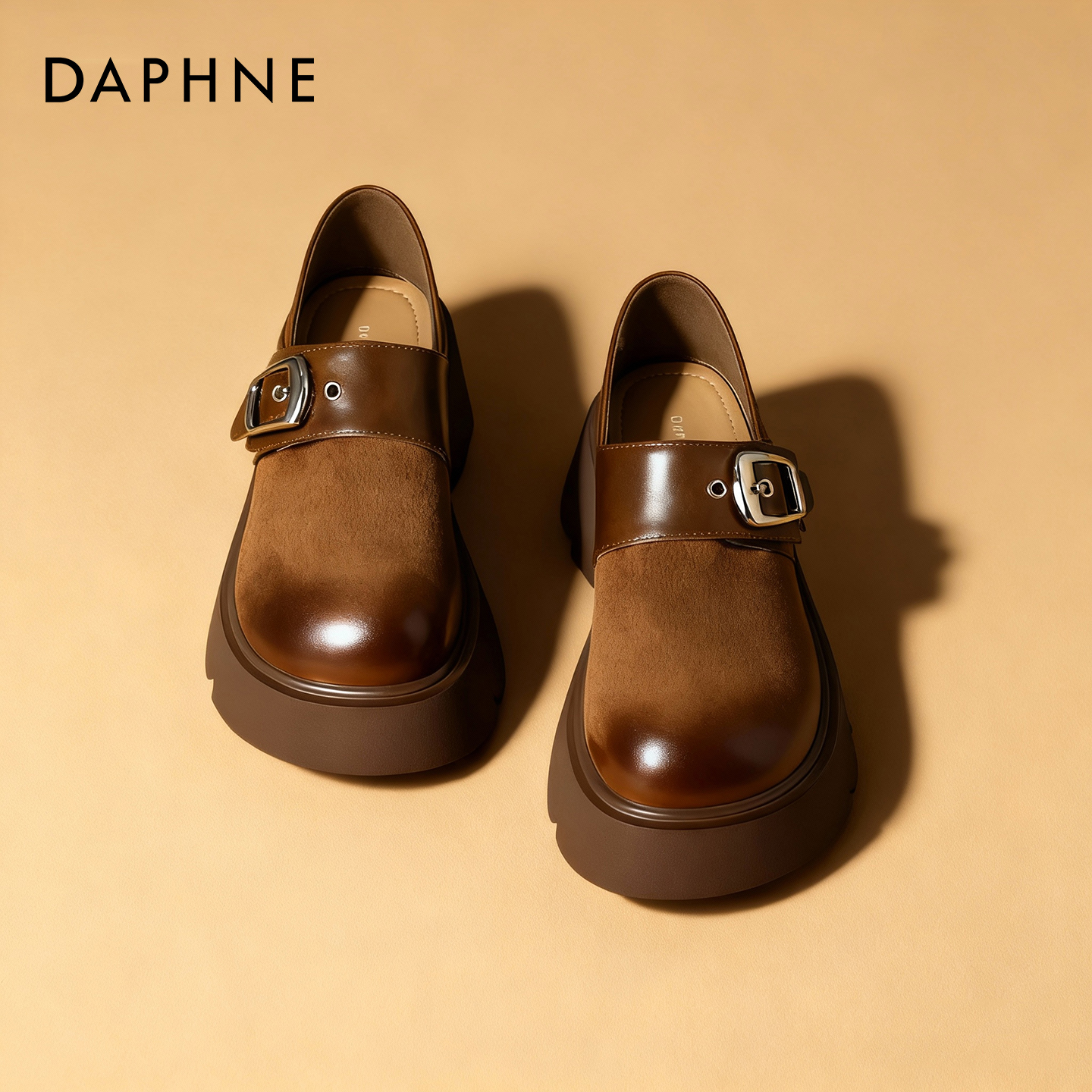 达芙妮棕色乐福鞋丑萌大头