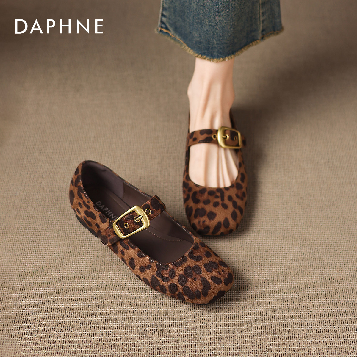 达芙妮豹纹玛丽珍鞋女配裙子2026新款春季法式平底浅口单鞋懒人鞋