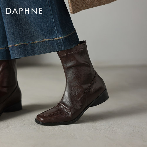 达芙妮英伦风切尔西靴短筒瘦瘦靴