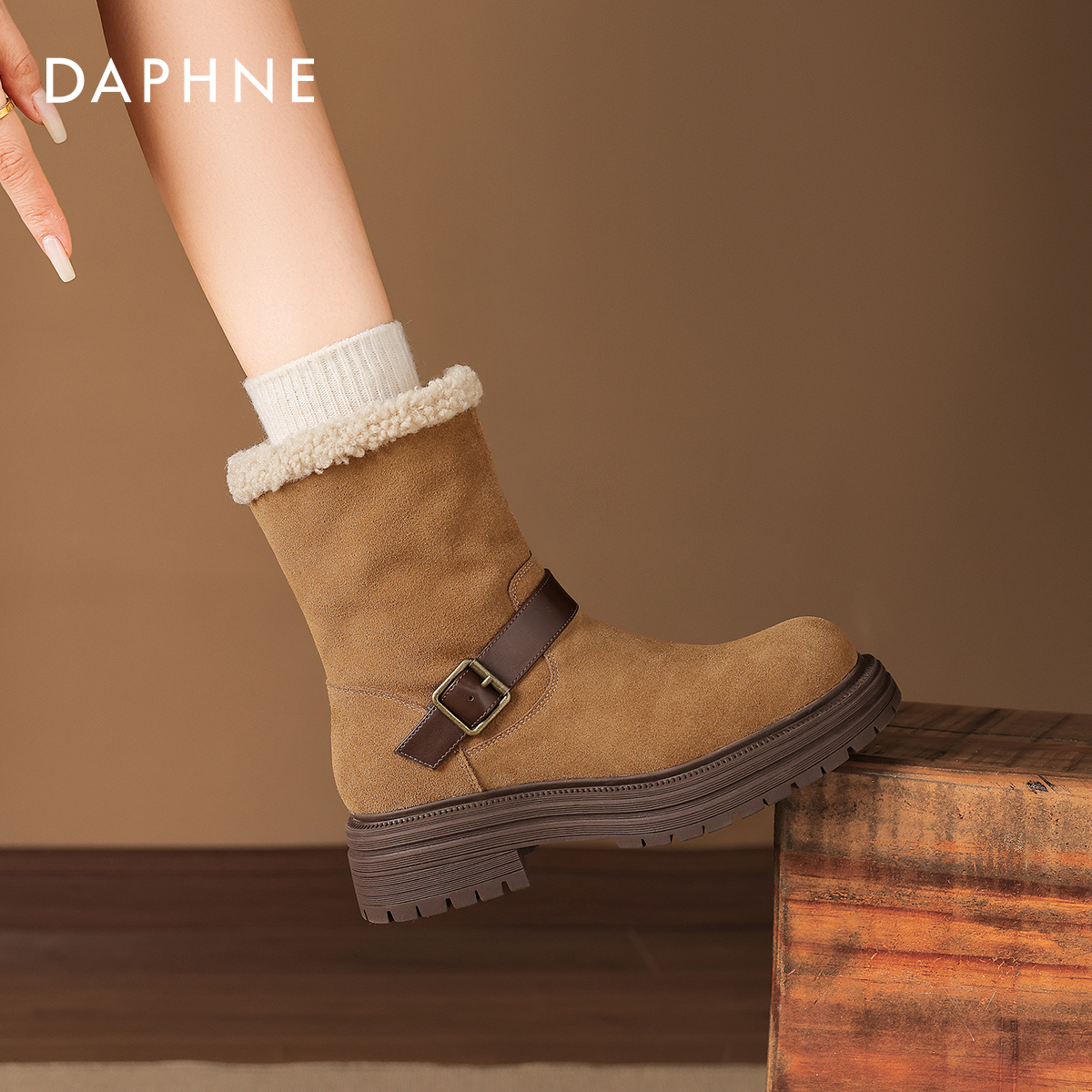 厚底粗跟加绒雪地靴舒适保暖