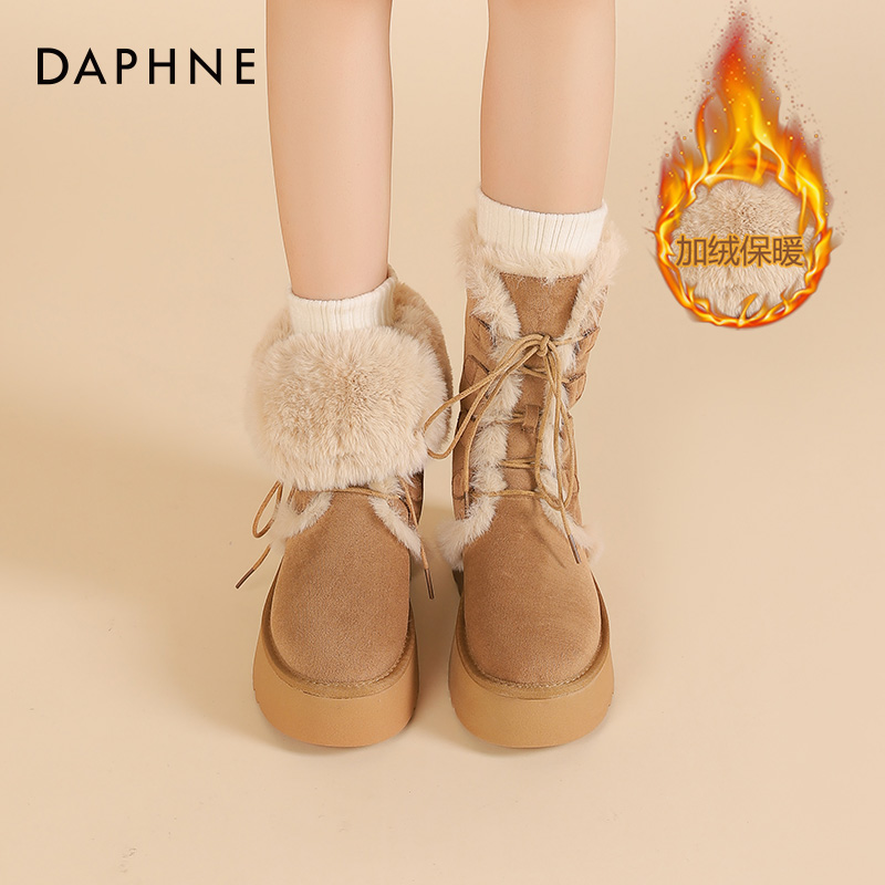 加绒加绒可折叠雪地靴女