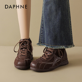 子厚底防滑高帮鞋 达芙妮美拉德德训鞋 春季 复古棕色鞋 女款 2026新款
