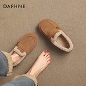 豆豆鞋 达芙妮加绒乐福鞋 女 保暖外穿毛毛鞋 勃肯棉鞋 女2025新款 冬季