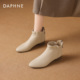 法式 达芙妮尖头短靴子女2026新款 冬季 小踝靴低跟妈妈靴加绒马丁靴