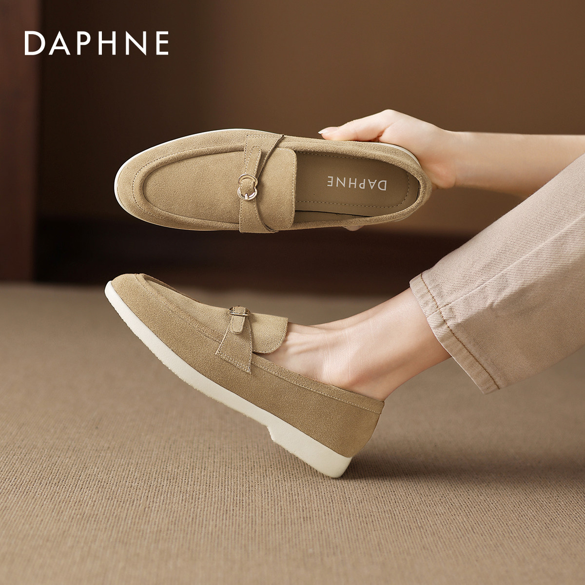 达芙妮老钱风乐福鞋2025新款复古单鞋一脚蹬秋季豆豆女士女款女鞋,女鞋,乐福鞋（豆豆鞋）,淘宝优惠券,粉丝福利购,淘宝优惠卷