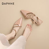 女款 尖头单鞋 夏季 达芙妮裸色铆钉凉鞋 2026新款 包头凉拖女鞋 高跟鞋
