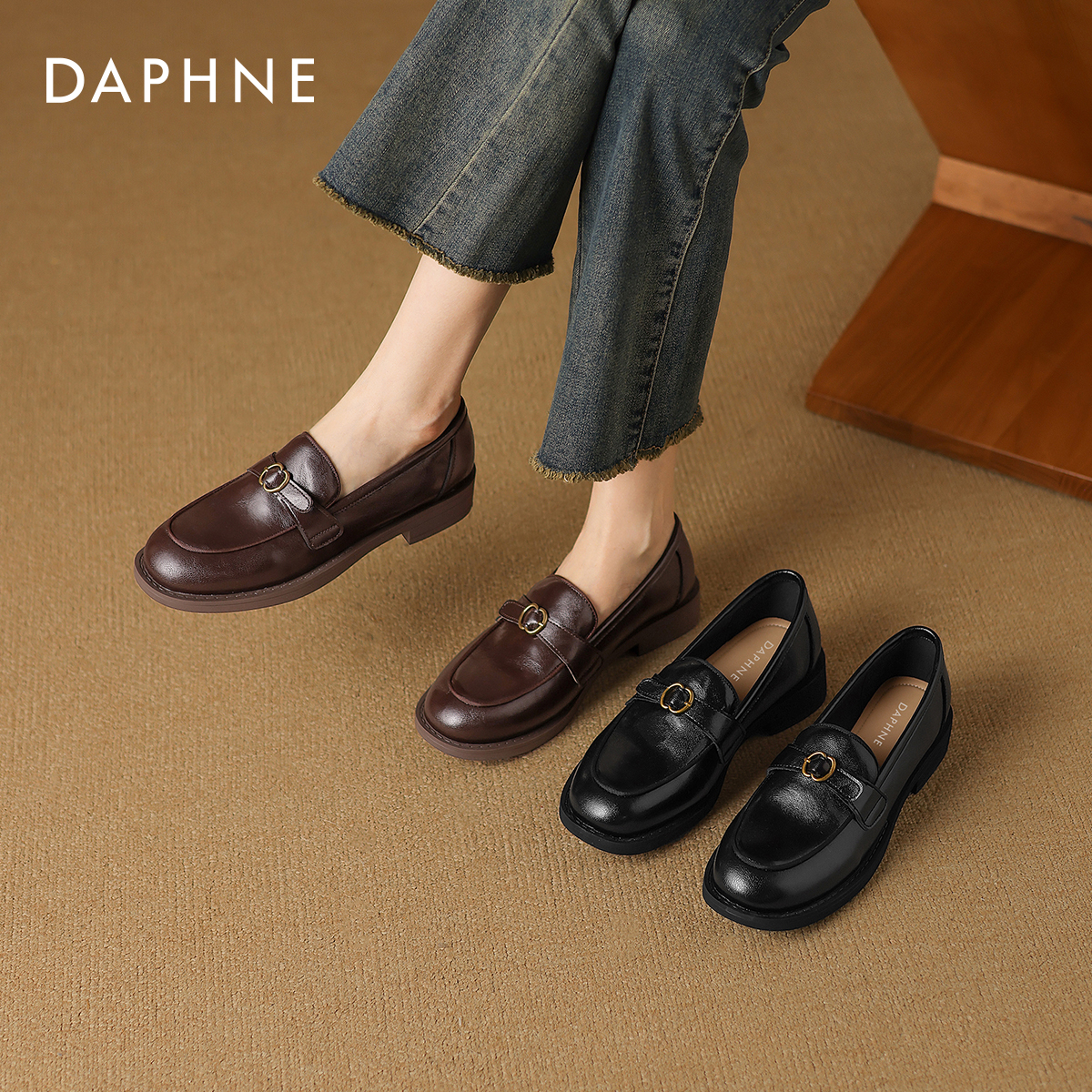 棕色乐福鞋女英伦风小皮鞋单鞋