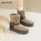 达芙妮厚底雪地靴女款 子中筒面包靴子女 加绒保暖棉鞋 2026新款 冬季