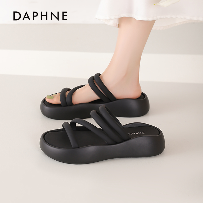 达芙妮厚底凉拖鞋子女