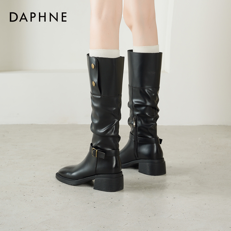 达芙妮长筒靴子女2025新款堆堆靴