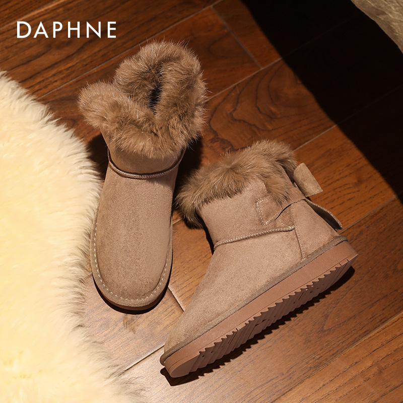 达芙妮雪地靴冬季蝴蝶结设计