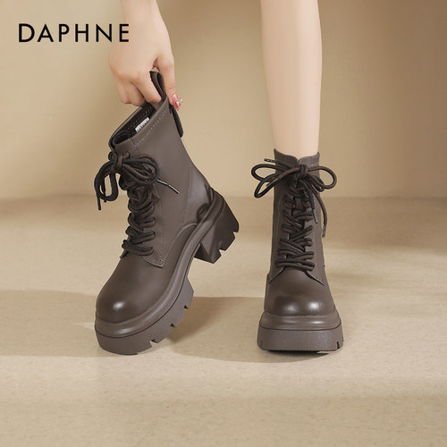 达芙妮厚底马丁靴学院风短靴子女