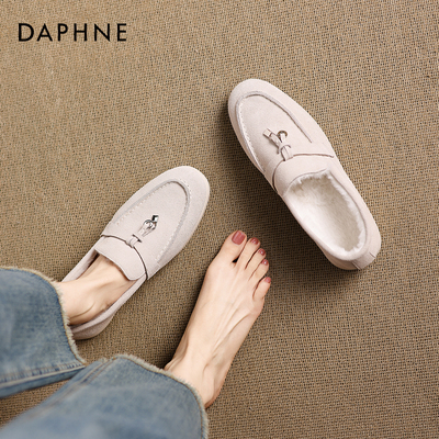 达芙妮加绒老钱风乐福鞋女士皮鞋