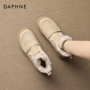 达芙妮雪地靴女冬季2025新款短靴厚底加绒保暖棉鞋防水防滑冬鞋子