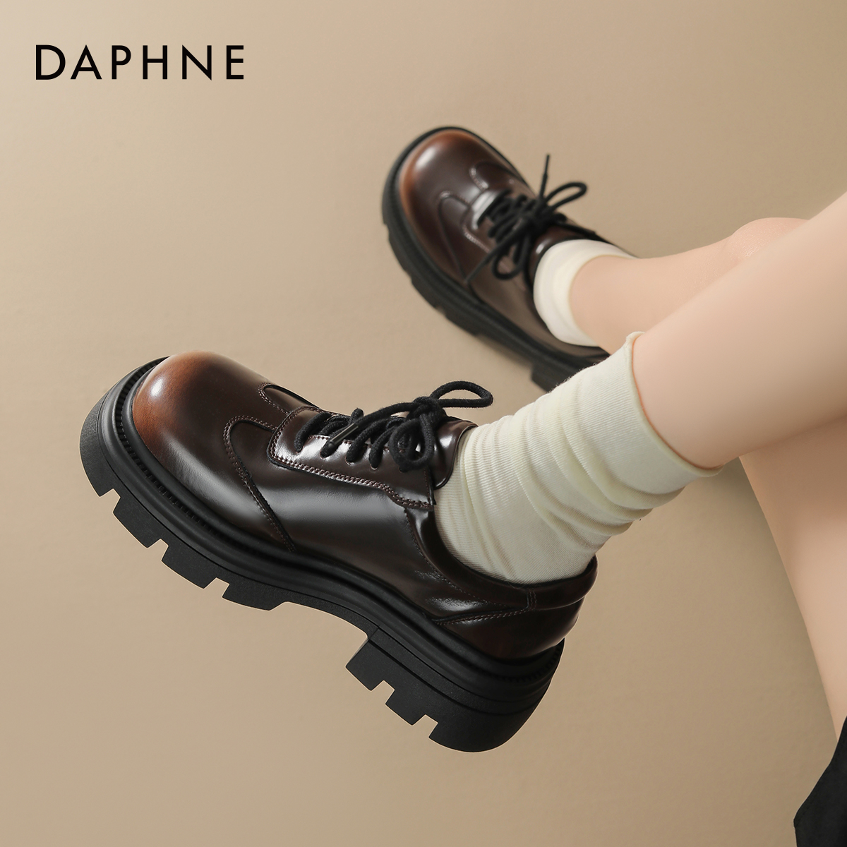 达芙妮厚底增高英伦乐福鞋德比鞋