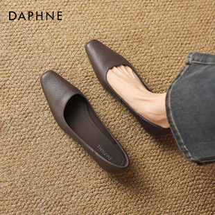 达芙妮平底单鞋女2026新款春季方头内增高小皮鞋子法式玛丽珍女鞋