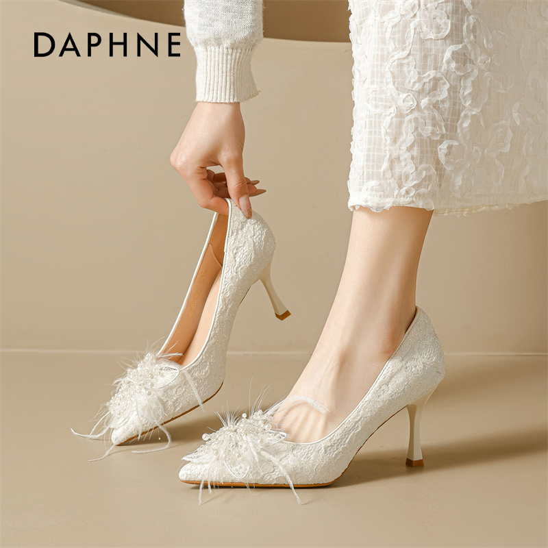 达芙妮法式绝美高跟鞋尖头气质款