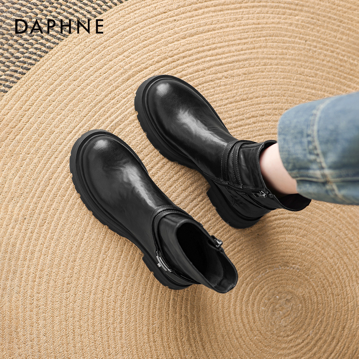 达芙妮靴子短靴女冬季2026新款英伦风马丁靴黑色厚底切尔西靴皮靴,女鞋,时装靴,淘宝优惠券,粉丝福利购,淘宝优惠卷