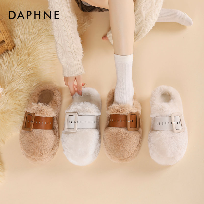 达芙妮毛毛拖鞋外穿毛绒棉鞋