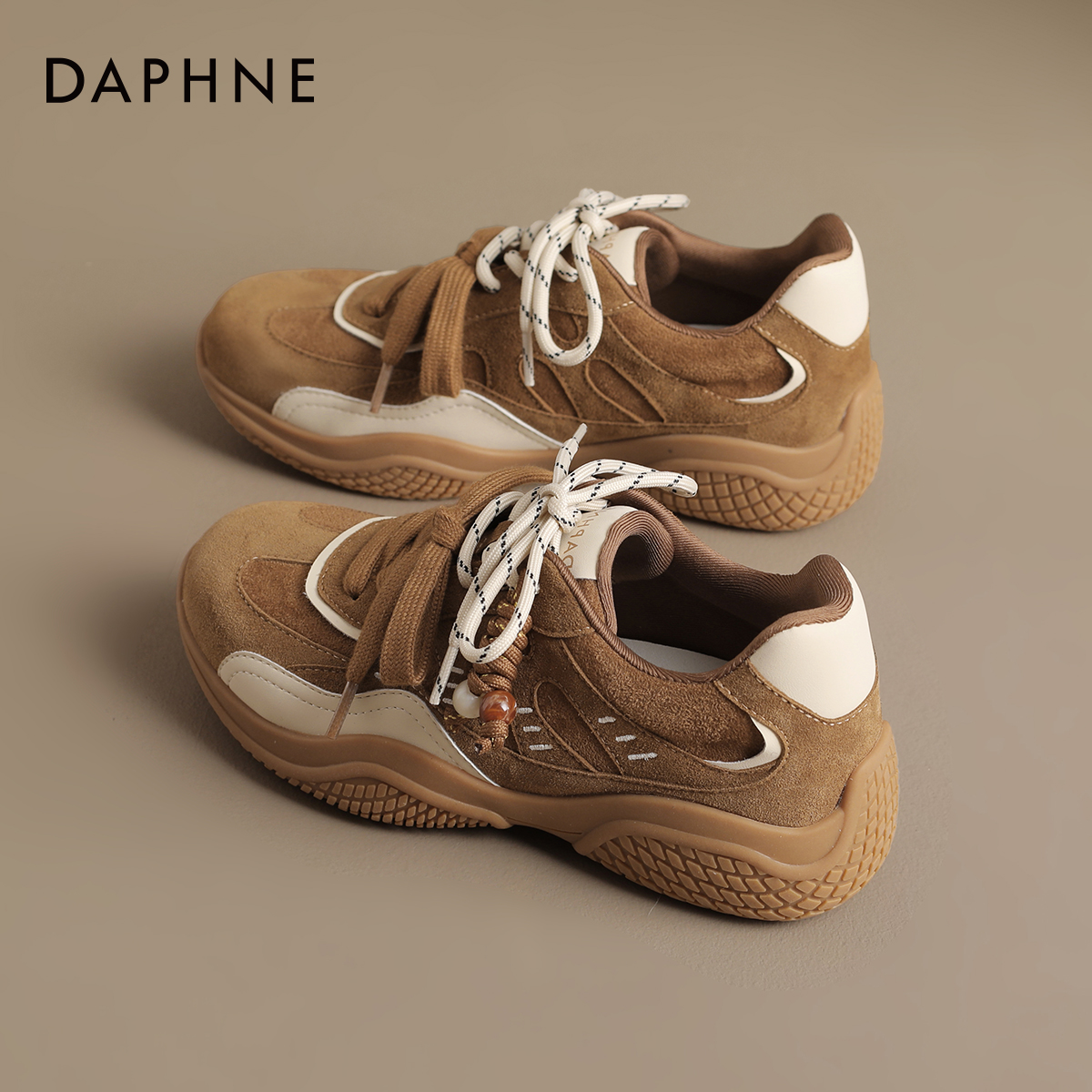 复古百搭拼色厚底德训鞋运动女鞋