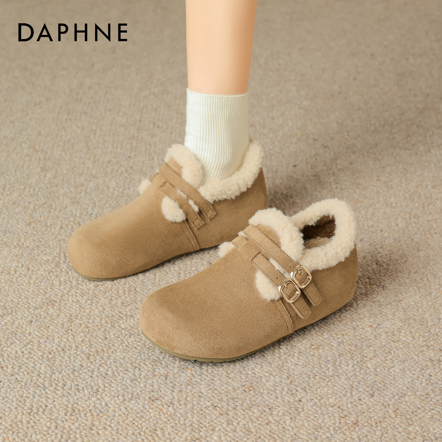 达芙妮厚底勃肯鞋女冬2025新款