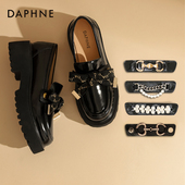 女款 英伦风增高小皮鞋 2026春季 达芙妮厚底乐福鞋 多扣式 单鞋 子女鞋