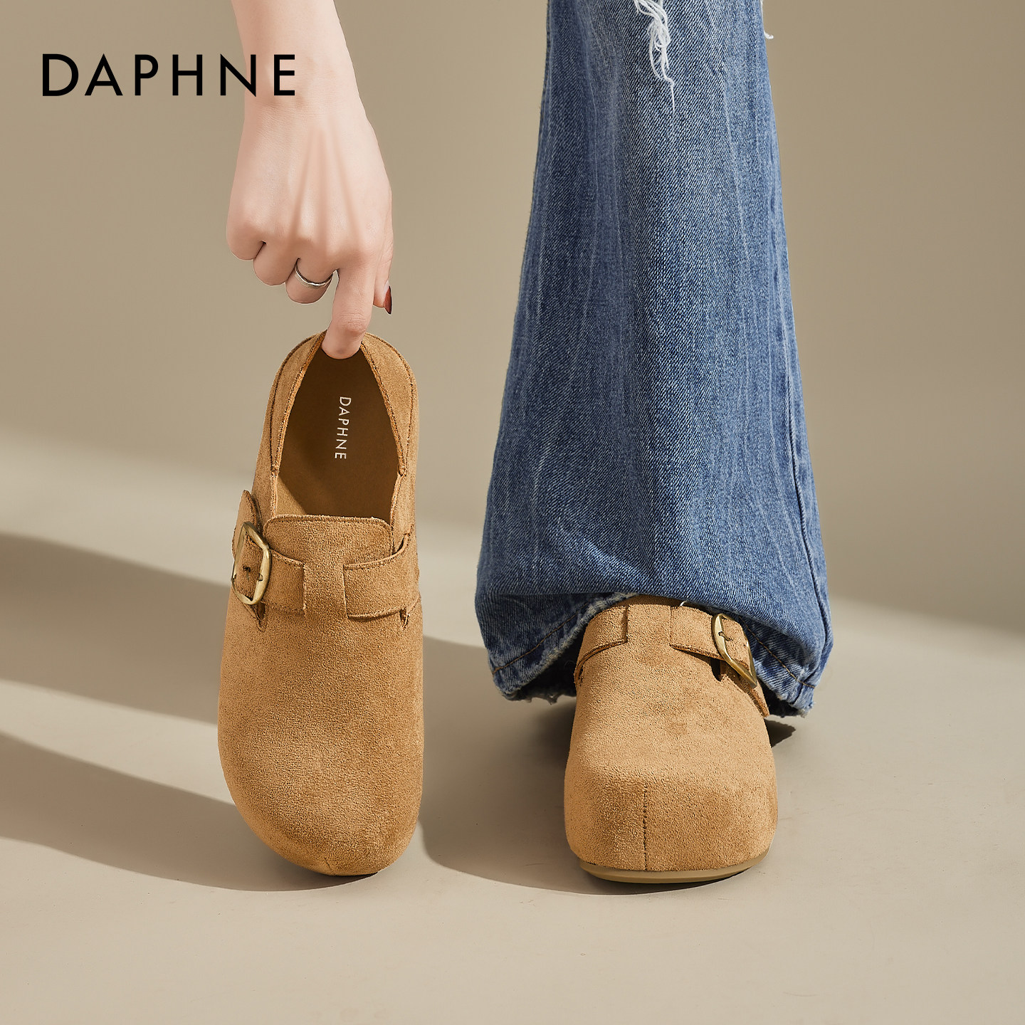 达芙妮厚底勃肯鞋女2026春季新款全包博肯软底孕妇鞋子一脚蹬单鞋