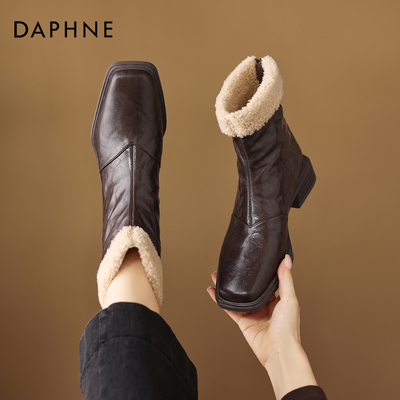 达芙妮雪地靴女款平底加绒短靴