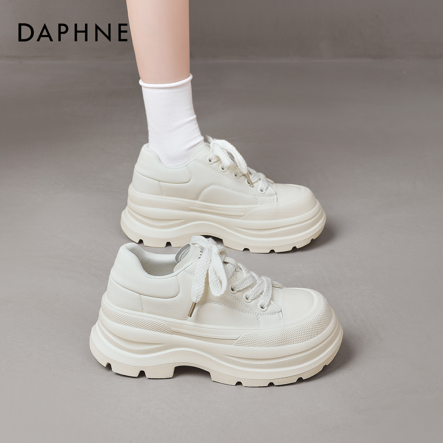 达芙妮厚底小白鞋子女2026新款增高板鞋休闲运动面包鞋松糕饼干鞋,女鞋,休闲板鞋,淘宝优惠券,粉丝福利购,淘宝优惠卷