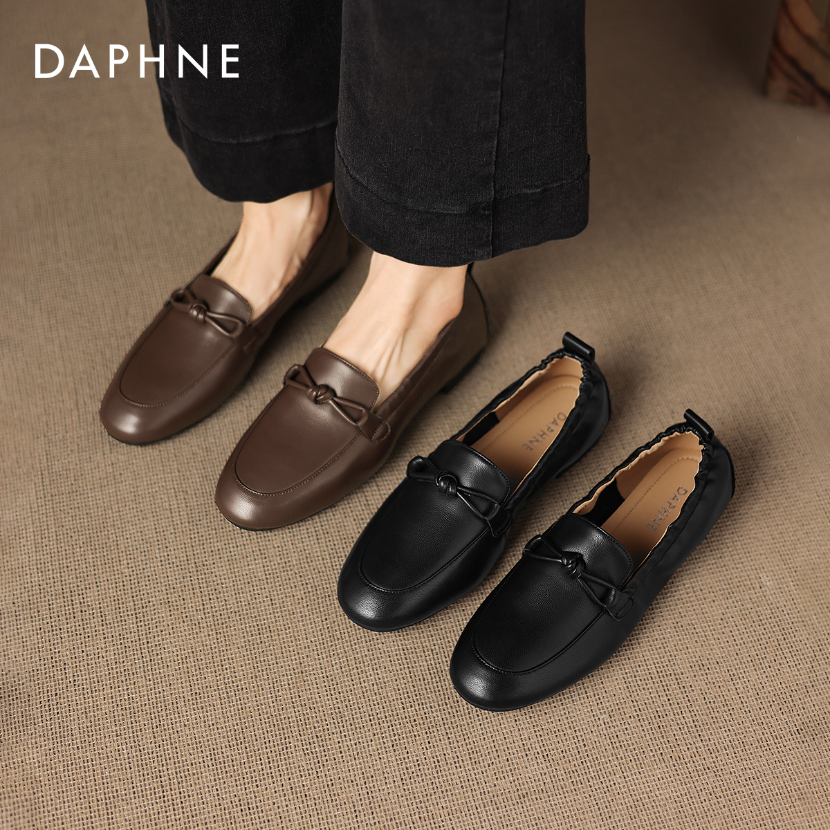 蝴蝶结乐福鞋软底皮鞋不累脚