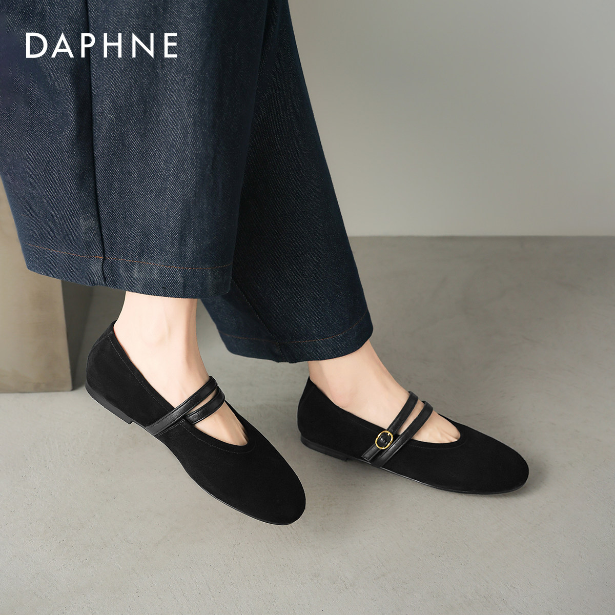 达芙妮平底小单鞋2026新款春季黑色女款豆豆法式玛丽珍女鞋子芭蕾