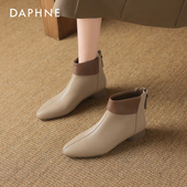 达芙妮法式 冬季 短靴女2026新款 妈妈加绒尖头踝靴马丁靴子女士皮鞋