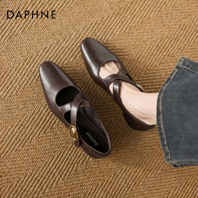 法式复古棕色玛丽珍单鞋粗跟