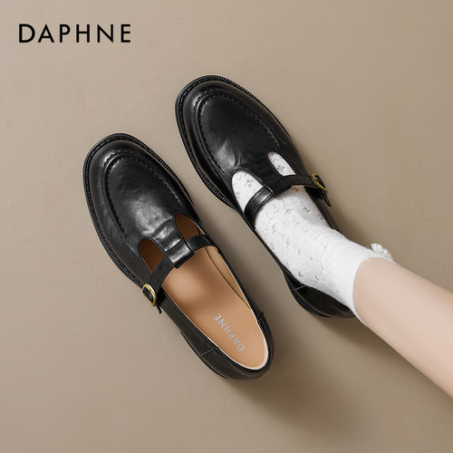 【达芙妮小皮鞋】复古T字玛丽珍